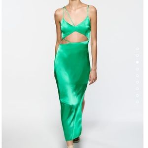 Zara asymmetric satin finish dress